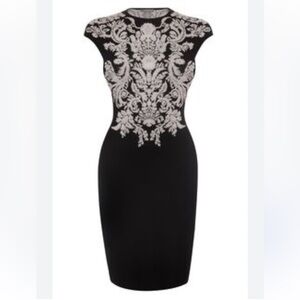 Alexander McQueen black knit floral jacquard midi dress